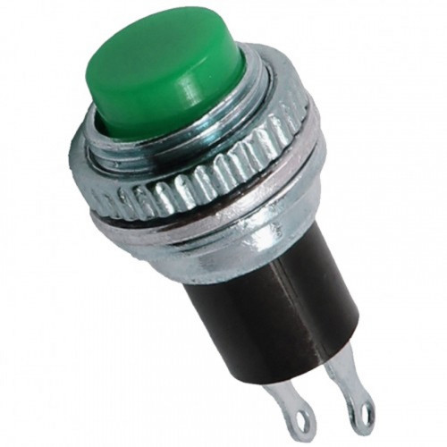 Выключатель-кнопка  металл 220V 2A (2c) (ON)-OFF  d-10.2 зеленая Mini REXANT