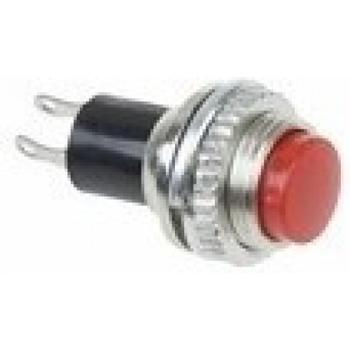 Выключатель-кнопка  металл 220V 2A (2c) (ON)-OFF  d-10.2 красная Mini REXANT