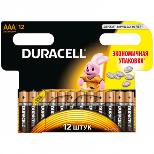 Батарейка LR03 ААА (мизинч.)12BL Durasell Basic new