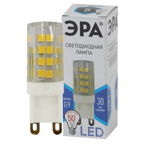 Лампа светодиодная  5Вт G9 4000K 220В JCD-5W-CER-840-G9 ЭРА