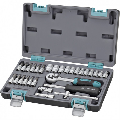 Набор инструментов, 1/4", CrV, пластиковый кейс 29 предм.// Stels